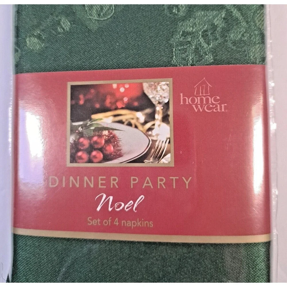 Macy's Homewear Dinner Party Noel Napkins Set of 4 Green 18x18